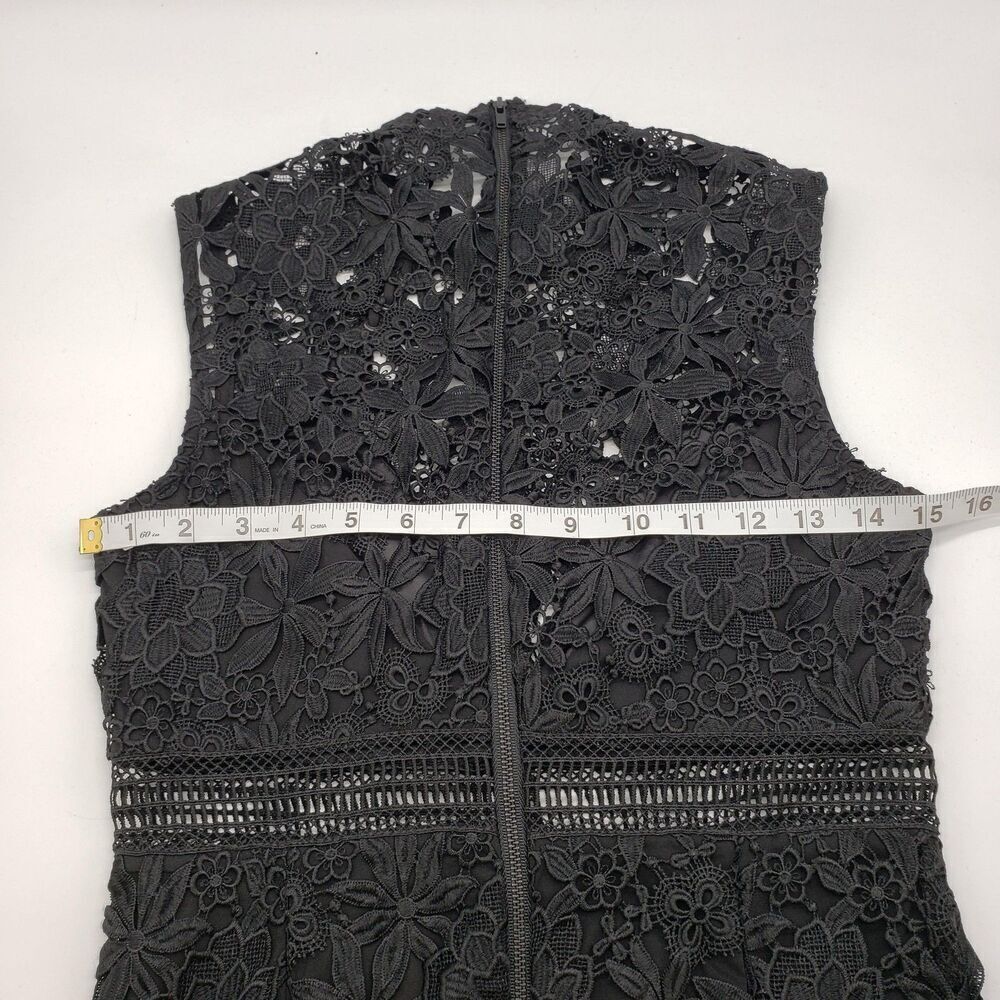 Bardot Dress Womens XS US 4 PARIS Black Lace Floral High Neck Cocktail Fitted - Picture 10 of 16